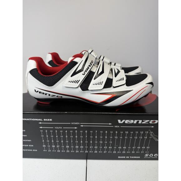 Venzo Men’s Road Cycling Shoes 3-Strap Closure Size 8.5 w/ Cleats Clips main image 4